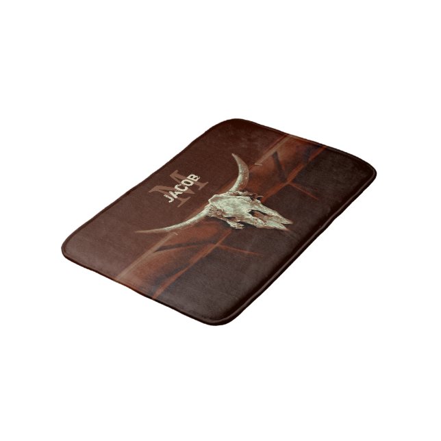 Tapis De Bain Monogramme Brown du crâne taureau Pays occidental  (Angle)
