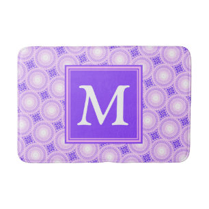 Tapis De Bain Monogramme cercles violets motif