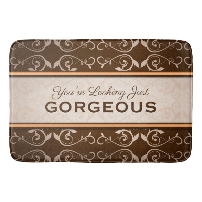 Tapis De Bain Monogramme classique élégant de bronze de Flourish (Devant)