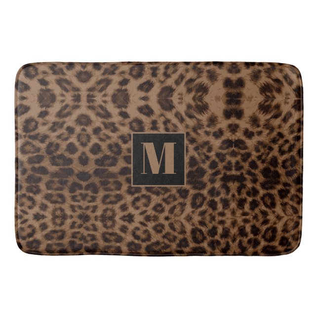 Tapis De Bain Monogramme de chic noir Brown de Leopard Poster de (Devant)
