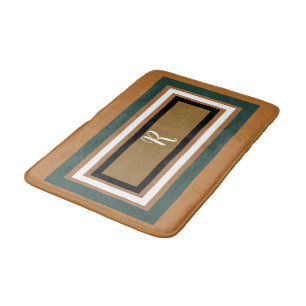Tapis De Bain Monogramme de cuivre bronze vert géométrique gras