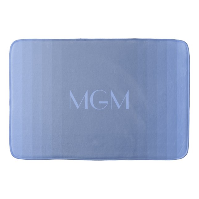 Tapis De Bain Monogramme de gradation bleue (Devant)