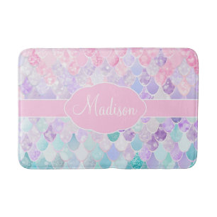 Tapis De Bain Monogramme de la petite fille Ombre Mermaid Motif