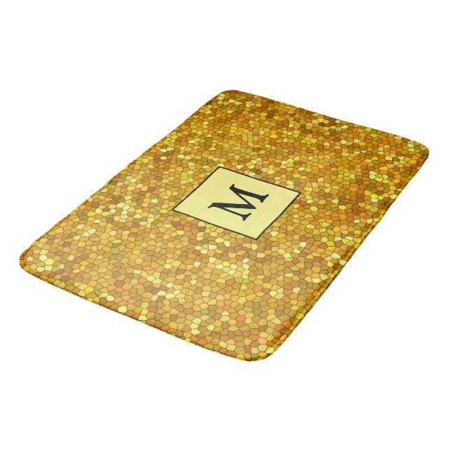 Tapis De Bain Monogramme de luxe en verre doré (Angle)