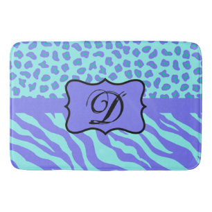 Tapis De Bain Monogramme de peau de léopard de zèbre de lavande