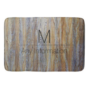 Tapis De Bain Monogramme de texture de grain de bois no 4