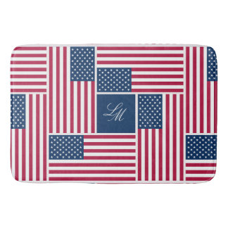 Tapis De Bain Monogramme Drapeau Américain Patriotique Americana