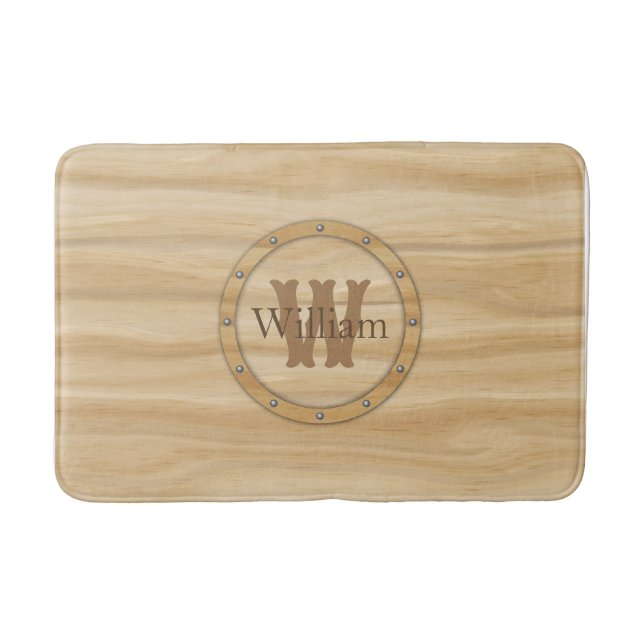 Tapis De Bain Monogramme du grain de bois Faux (Devant)