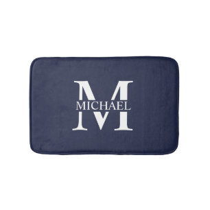 Tapis De Bain Monogramme et nom personnalisés bleu marine