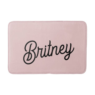 Tapis De Bain Monogramme et nom rose pâle moderne