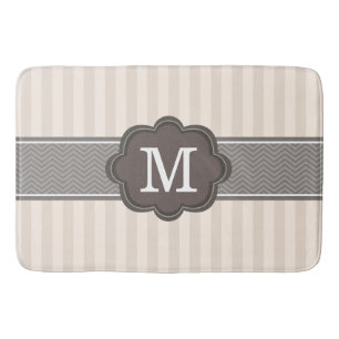Tapis De Bain Monogramme fait sur commande Brown de rayures