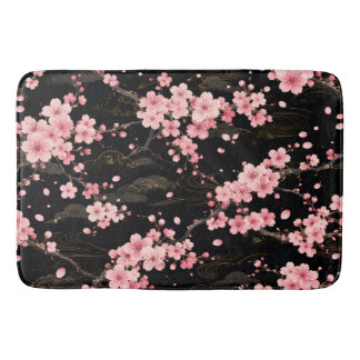 Tapis De Bain Monogramme Fleur de Cerisier Japonaise Rose Pâle n