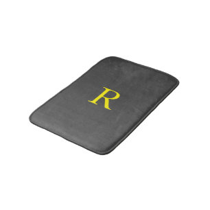 Tapis De Bain Monogramme gris foncé gris jaune gris Cool initial