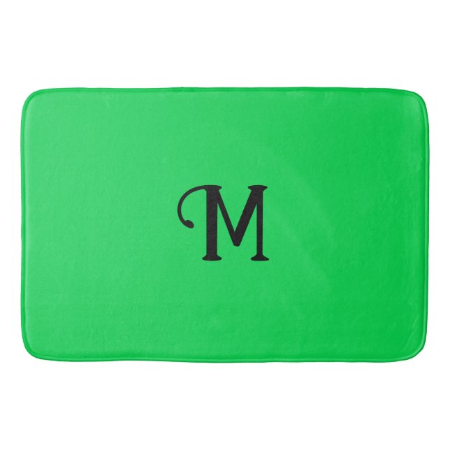 Tapis De Bain Monogramme initial Joyau de Malachite Tone Couleur (Devant)