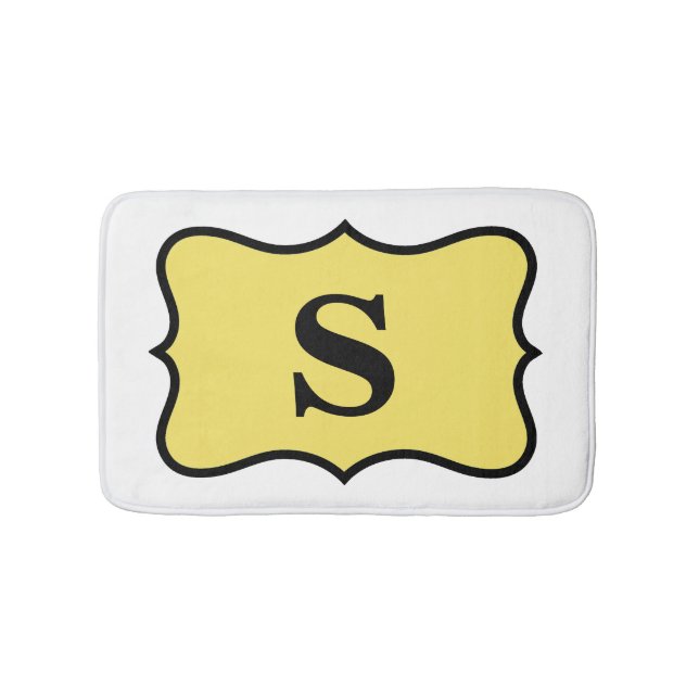 Tapis De Bain Monogramme jaune blanc Accueil initial Décor (Devant)