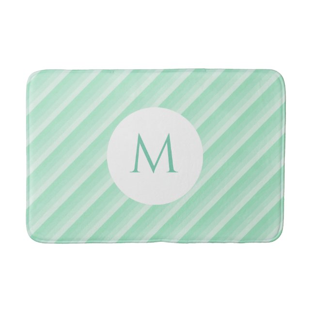 Tapis De Bain Monogramme moderne Modèle Monnaie Vert rayures ten (Devant)