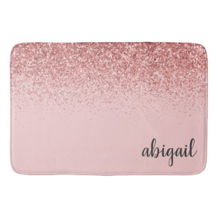 Tapis De Bain Monogramme moderne stylé rose rose Parties scintil
