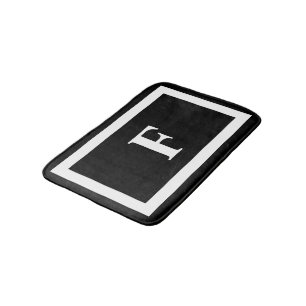 Tapis De Bain Monogramme noir et blanc moderne minimal