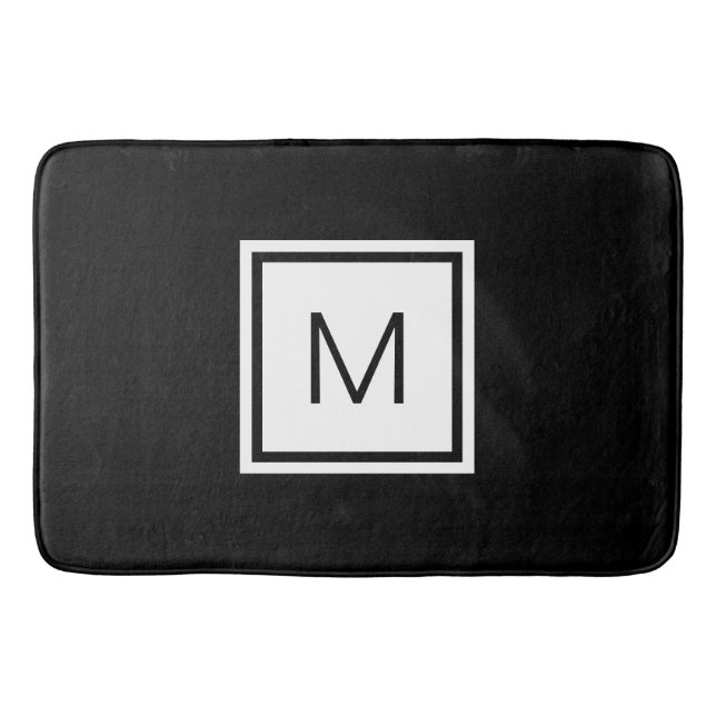 Tapis De Bain Monogramme noir et blanc simple (Devant)