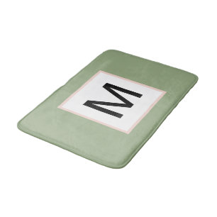 Tapis De Bain Monogramme noir, vert sauge et rose