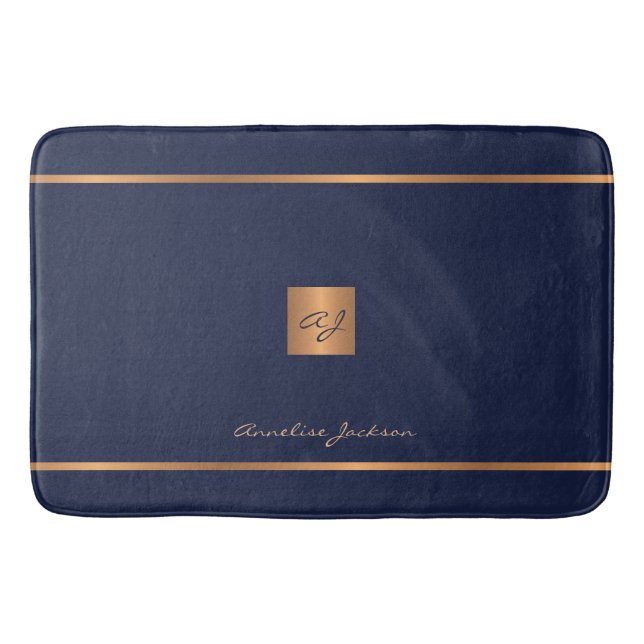 Tapis De Bain Monogramme parties scintillant moderne élégant mar (Devant)