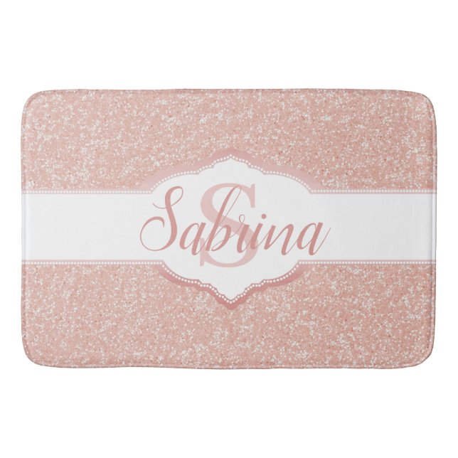 Tapis De Bain Monogramme Parties scintillant rose (Devant)