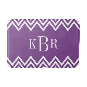 Tapis De Bain Monogramme personnalisé Purple Chevron