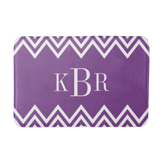 Tapis De Bain Monogramme personnalisé Purple Chevron (Devant)