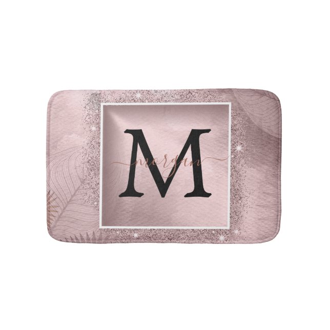 Tapis De Bain Monogramme rose Parties scintillant or (Devant)