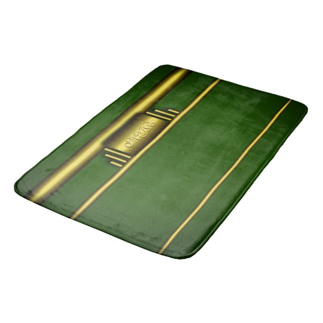 Tapis De Bain Monogramme sur l'effet et le vert de luxe d'art (Angle)