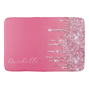 Tapis De Bain Monogramme tendance Parties scintillant rose