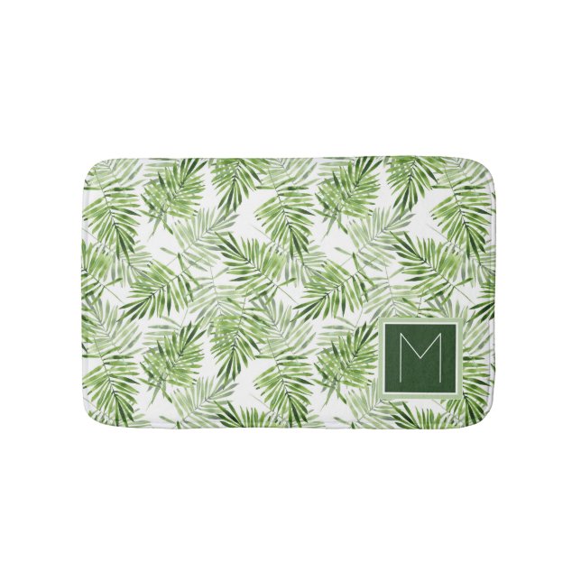 Tapis De Bain Monogramme vert des palmettes | (Devant)