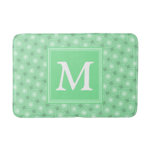 Tapis De Bain Monogramme vert ressort cercles motif