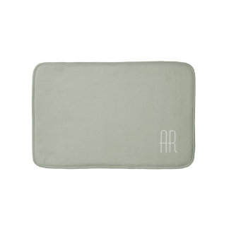 Tapis De Bain monogramme vert sauge argent