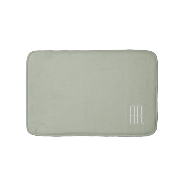 Tapis De Bain monogramme vert sauge argent (Devant)