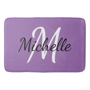 Tapis De Bain Monogramme Violet Ajouter Votre Nom Simple Moderne
