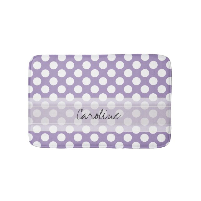 Tapis De Bain Monogramme violet blanc tendance Motif de point Po (Devant)