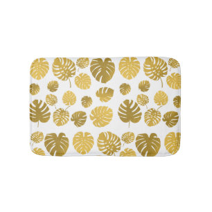 Tapis De Bain Monstère d'or moderne Feuille Tropical Motif