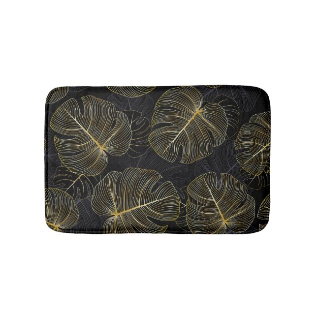 Tapis De Bain Monstère dorée feuille, romantique sans couture fl (Devant)