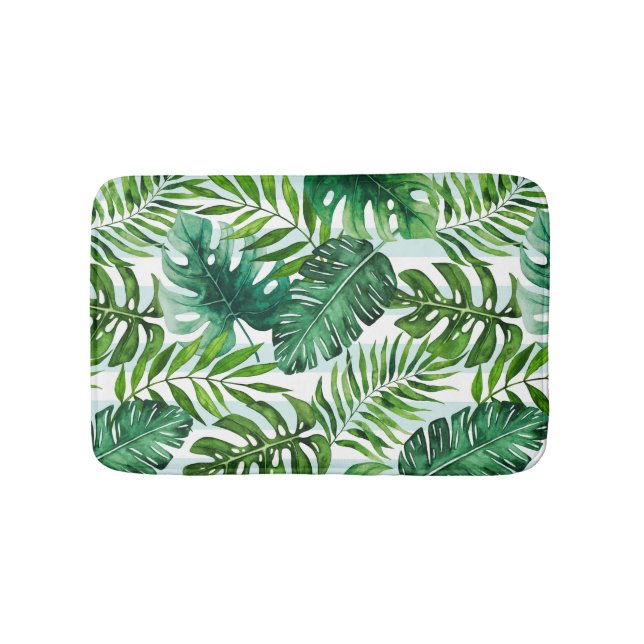Tapis De Bain Monstère et palmiers à aquarelles tropicales (Devant)