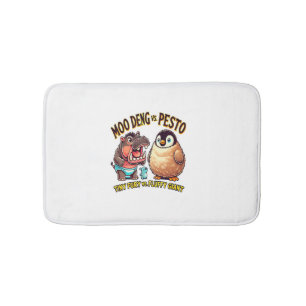 Tapis De Bain Moo Deng vs Pesto Angry Hippo vs Fluffy Penguin