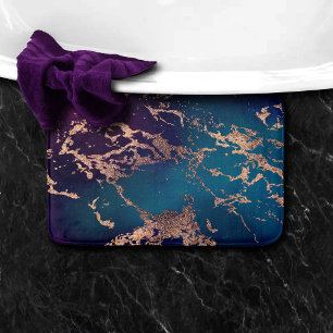 Tapis De Bain Moody Marble Deep Luxe Purple Turquoise Rose Gol