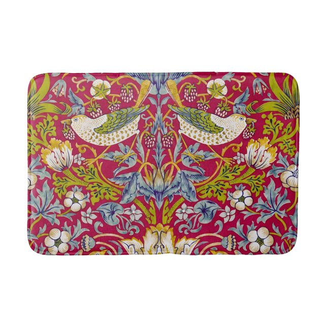 Tapis De Bain Morris Red Arrière - plan Strawberry Thief Motif (Devant)