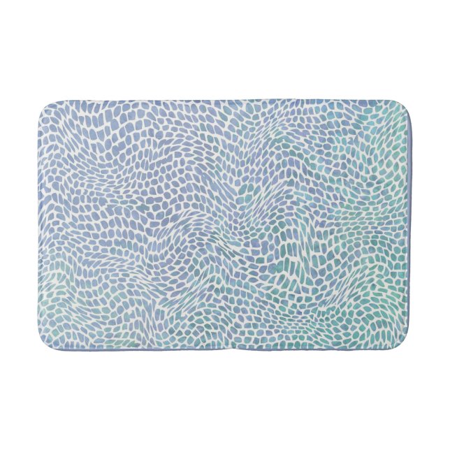 Tapis De Bain Mosaic Beach Glass Ocean Aqua Blue Wave Motif (Devant)