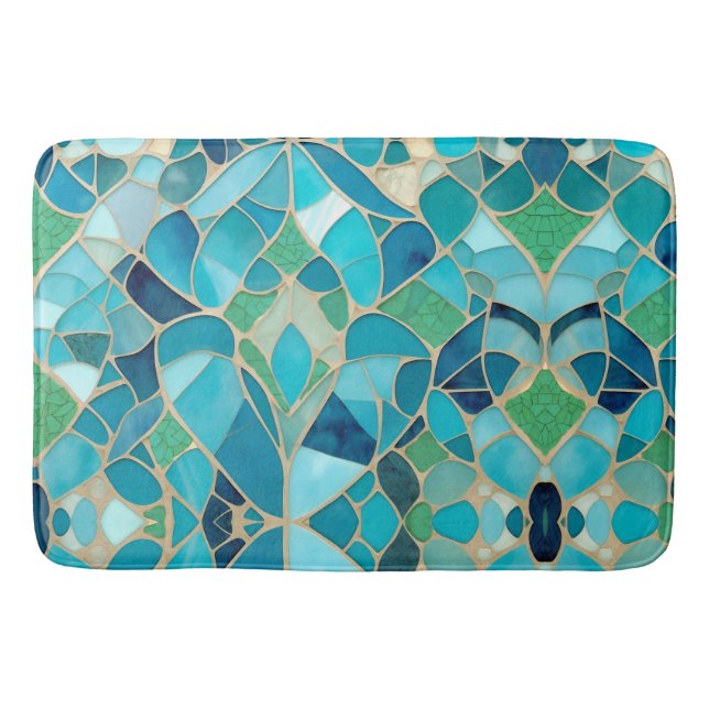 Tapis De Bain Mosaïque Abstraite turquoise (Devant)