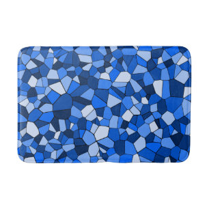 Tapis De Bain Mosaïque bleue moderne Motif Abstrait