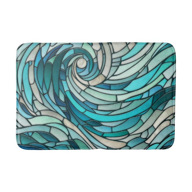 Tapis De Bain Mosaïque de la vague océanique (Devant)