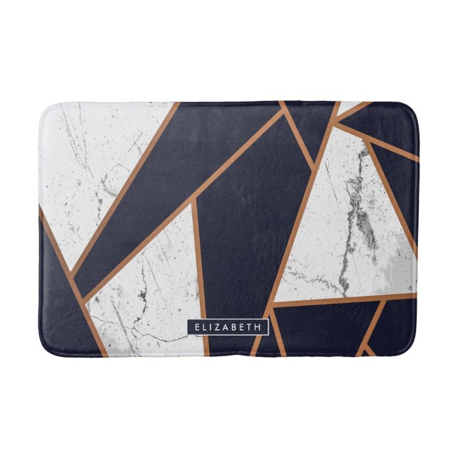 Tapis De Bain Mosaïque de marbre bleu marine (Devant)