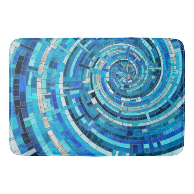 Tapis De Bain Mosaïque de spirale bleue (Devant)