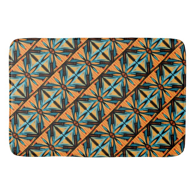 Tapis De Bain Mosaïque décorative bleu jaune orange (Devant)